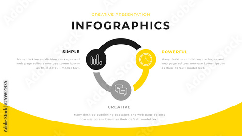 Yellow and black, gray cycle infographic diagram chart business presentation design. Editable Cycling report flyer leaflet corporate presentation banner design template. Simple webpage design
