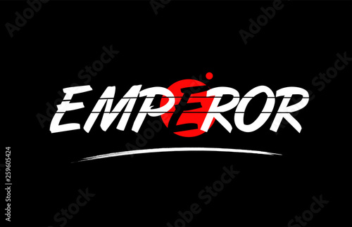 emperor word text logo icon with red circle design