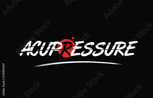 acupressure word text logo icon with red circle design