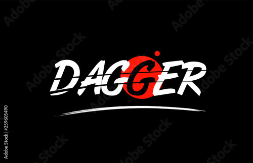 dagger word text logo icon with red circle design