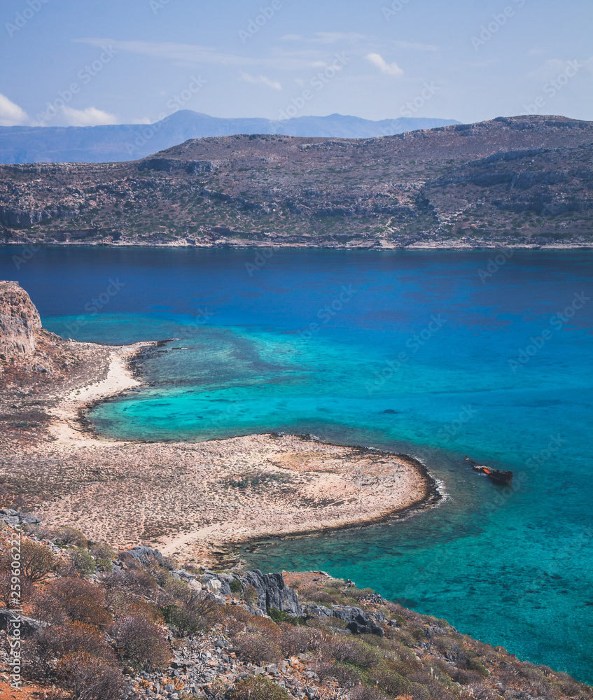 Coastline of Gramvousa, near the shores of Crete, Greece.