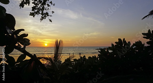 romatic sunset in khao lak thailand photo