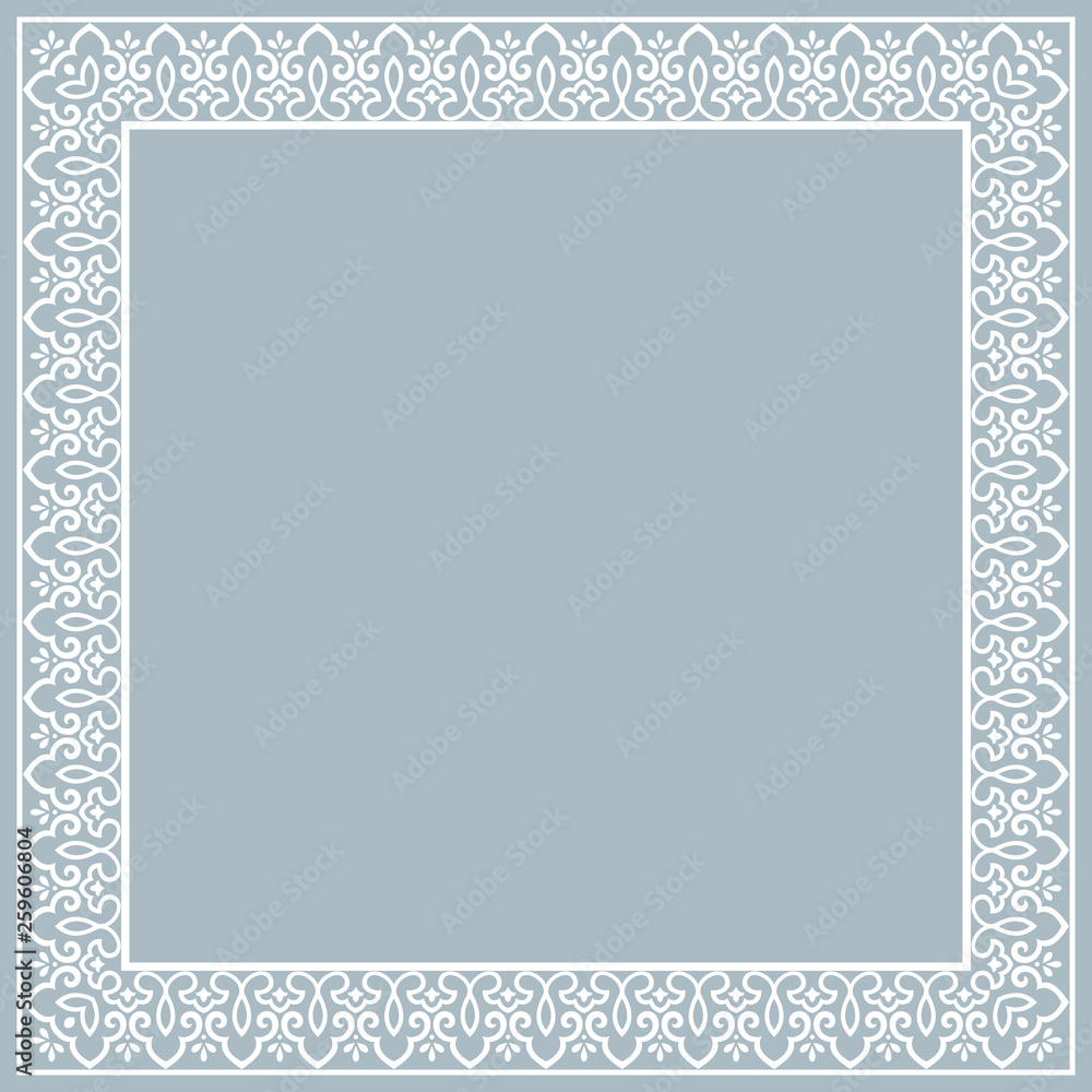 Decorative frame Elegant vector element for design in Eastern style, place for text. Floral blue border. Lace illustration for invitations and greeting cards Decorative frame Elegant vector element for design in Eastern style, place for text. Floral blue border. Lace illustration for invitations and greeting cards
