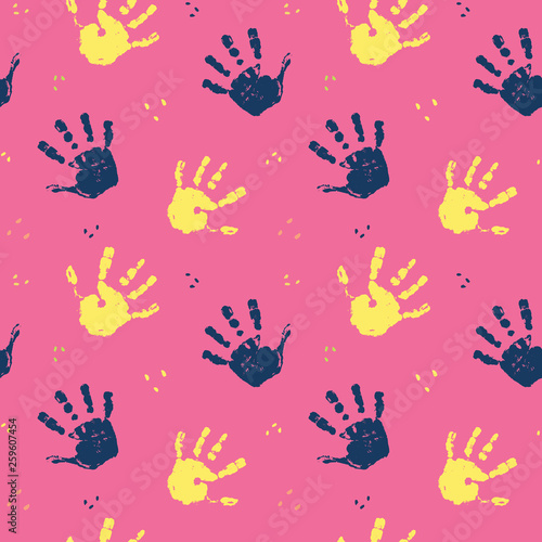 Hand stamp seamless pattern  paint stain background vector illustration