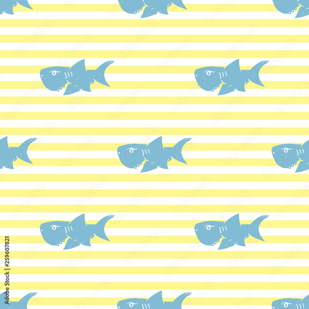 Shark seamless pattern, Hand drawn sketched doodle shark, vector illustration Shark seamless pattern, Hand drawn sketched doodle shark, vector illustration