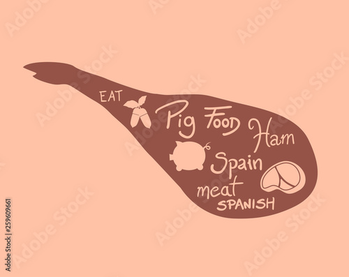 Creative spanish ham illustration