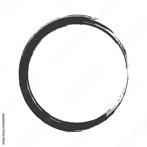 Vector paint brush circle stroke. Abstract Japanese style hand drawn ink round