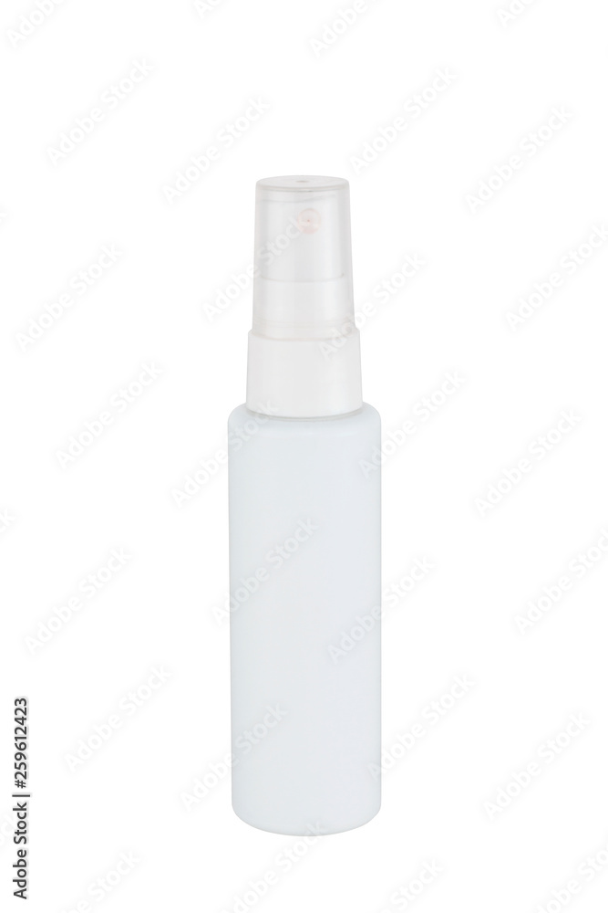 White container of spray bottle isolated on white background White container of spray bottle isolated on white background