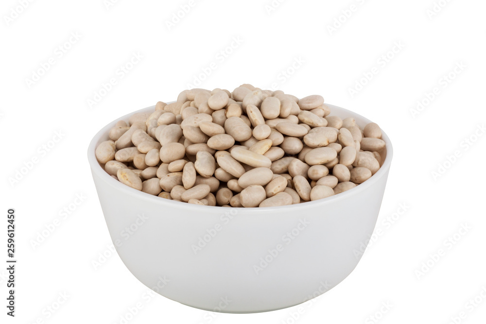 Beans in white bowl isolated on white background Beans in white bowl isolated on white background