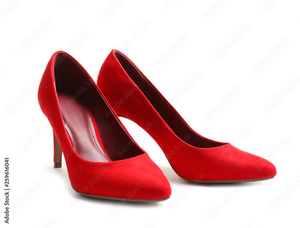 Stylish high heel shoes on white background Stylish high heel shoes on white background