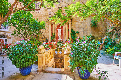The garden of Cassa Rocca Picola palace, Valletta, Malta