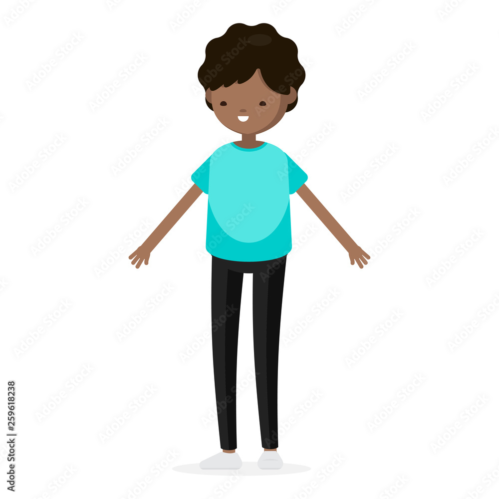Young Latino Kid Boy Man Character in Casual Cloth Isolated Set Young Latino Kid Boy Man Character in Casual Cloth Isolated Set