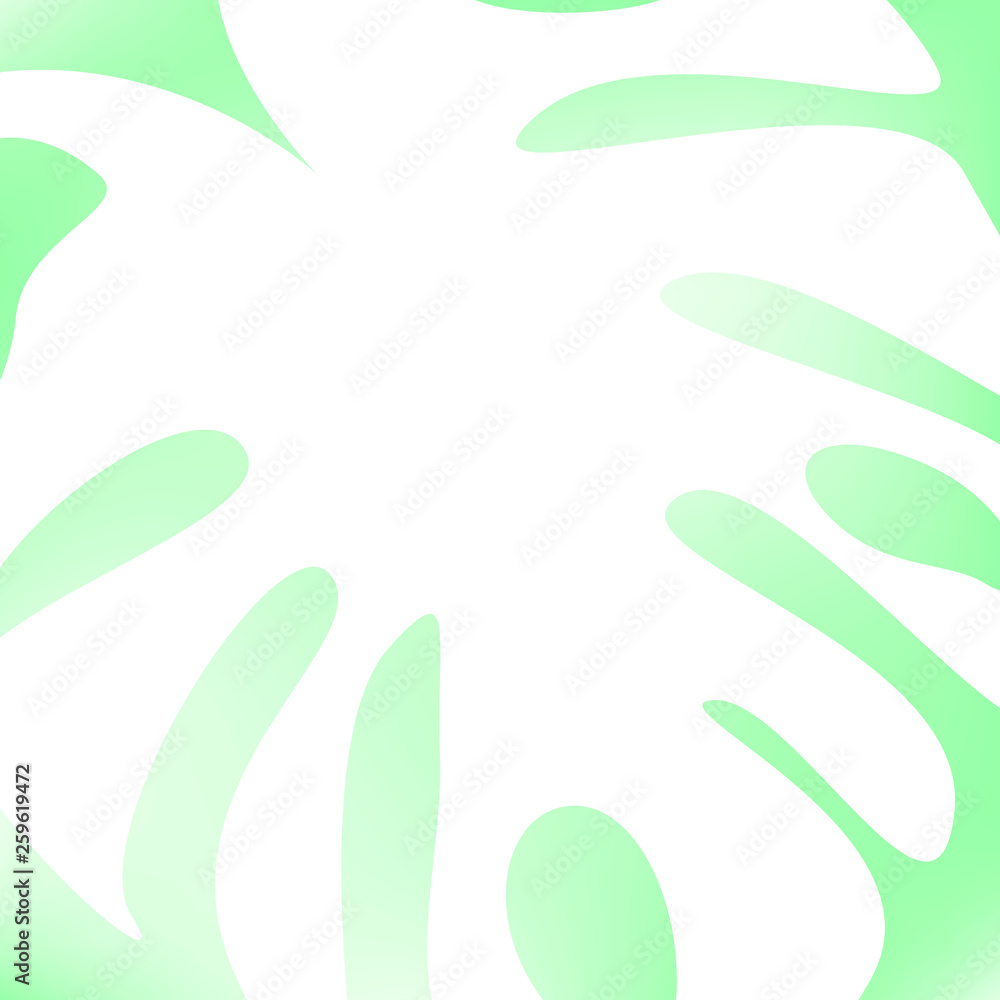 Large white exotic leaf on a green background. Minimalistic design of postcard, invitation, cover, banner. Vector illustration. Large white exotic leaf on a green background. Minimalistic design of postcard, invitation, cover, banner. Vector illustration.