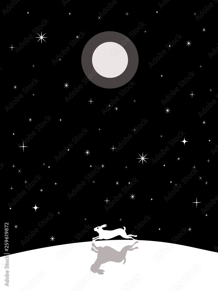 Naklejka premium Running hare at night