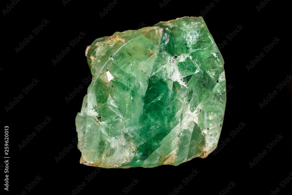 Macro stone mineral Fluorite on a black background Macro stone mineral Fluorite on a black background