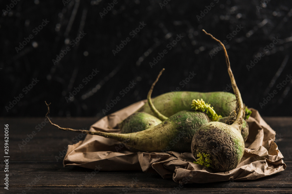 Fototapeta premium Ugly vegetable green radish