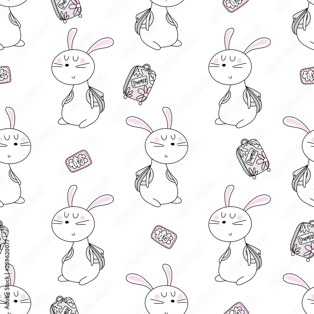 Hares travelers seamless background Hares travelers seamless background