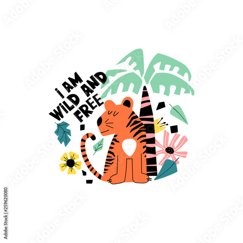 Tiger and text illustration for children