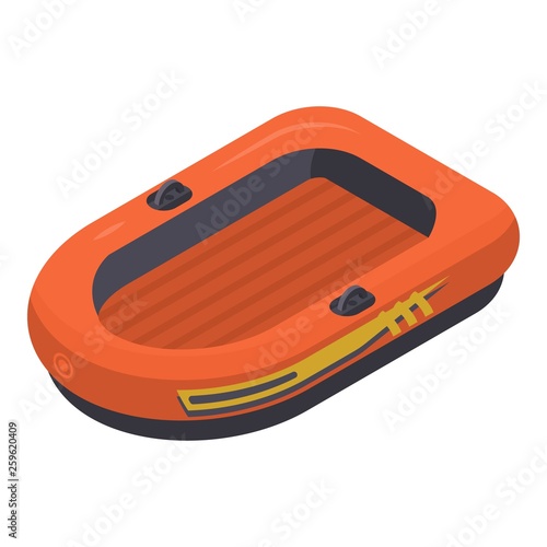 Rescue rubber boat icon. Isometric of rescue rubber boat vector icon for web design isolated on white background