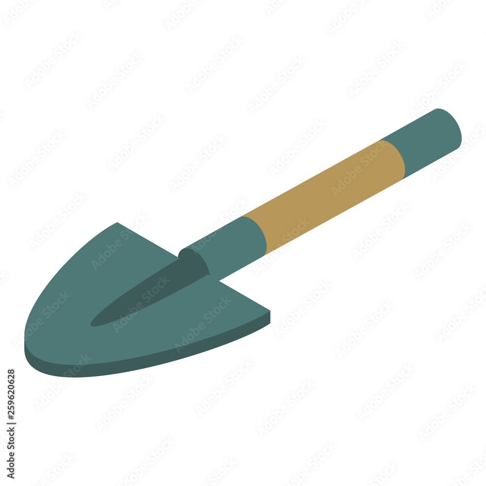 Hand shovel icon. Isometric of hand shovel vector icon for web design isolated on white background Hand shovel icon. Isometric of hand shovel vector icon for web design isolated on white background