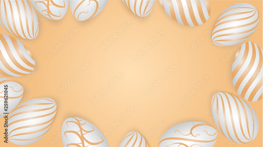 Banner with easter eggs on beige background. Banner with easter eggs on beige background.