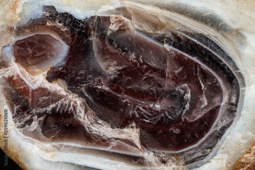 Macro stone agate mineral on black background Macro stone agate mineral on black background