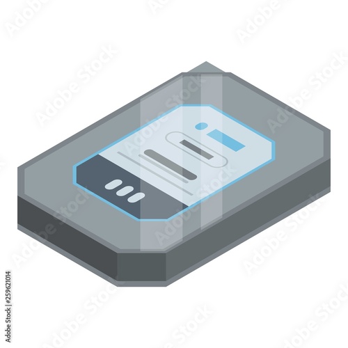 Computer hard disk icon. Isometric of computer hard disk vector icon for web design isolated on white background