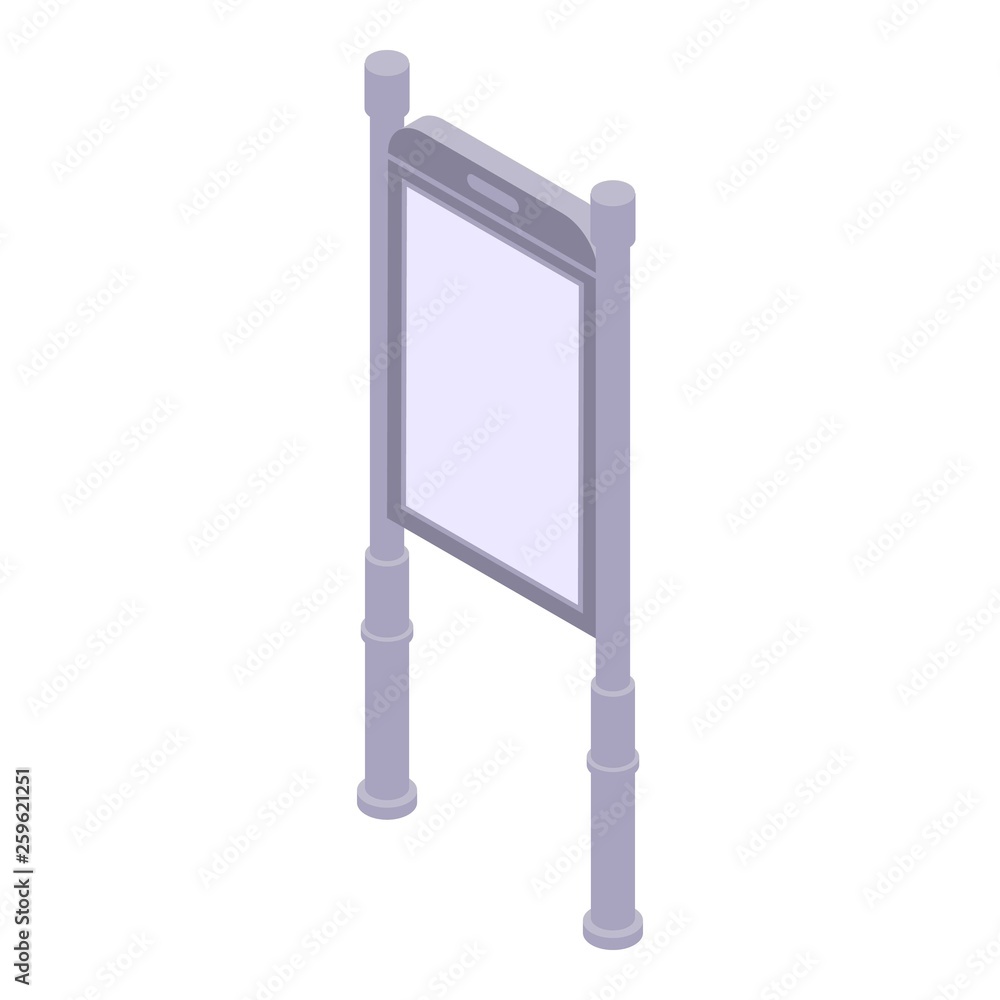 Info banner stand icon. Isometric of info banner stand vector icon for web design isolated on white background Info banner stand icon. Isometric of info banner stand vector icon for web design isolated on white background