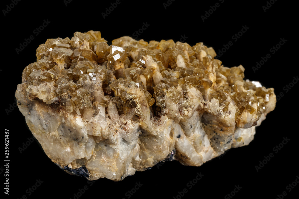 Macro of Baryte mineral stone on black background Macro of Baryte mineral stone on black background