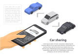 Modern car sharing concept banner. Isometric illustration of modern car sharing vector concept banner for web design