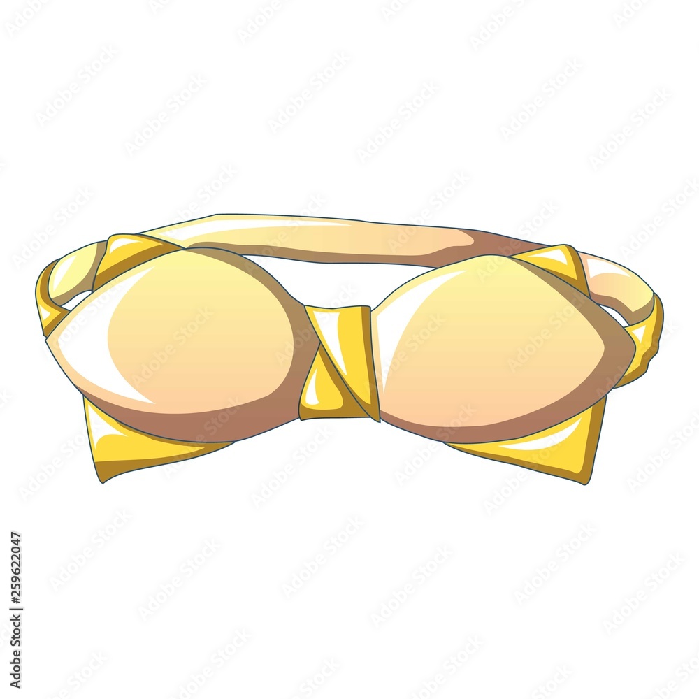 Yellow bow tie icon. Cartoon of yellow bow tie vector icon for web design isolated on white background Yellow bow tie icon. Cartoon of yellow bow tie vector icon for web design isolated on white background