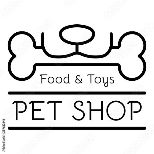 Toy pet shop logo. Outline toy pet shop vector logo for web design isolated on white background