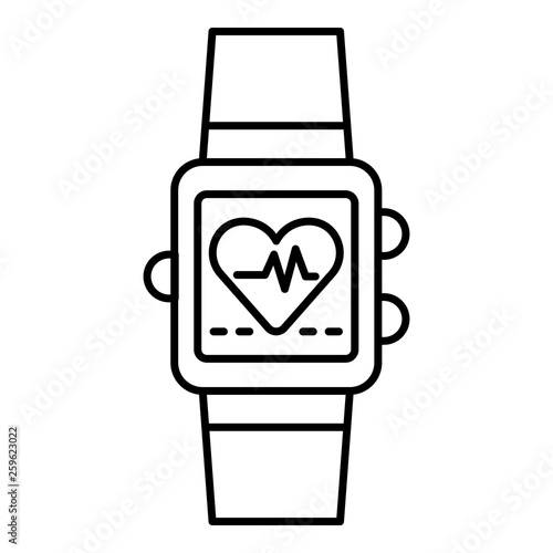 Heart rate smartwatch icon. Outline heart rate smartwatch vector icon for web design isolated on white background
