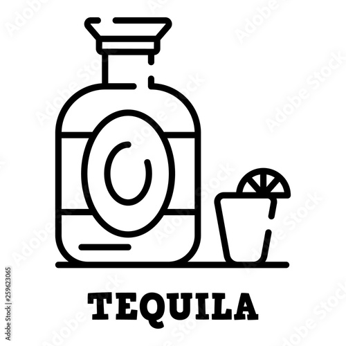 Tequila bottle icon. Outline tequila bottle vector icon for web design isolated on white background