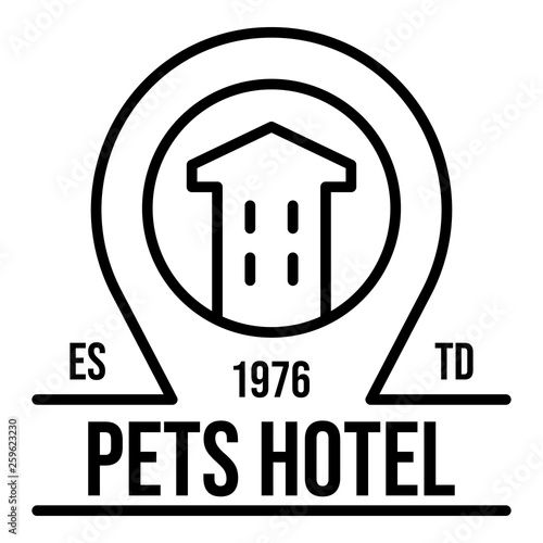 City pet hotel logo. Outline city pet hotel vector logo for web design isolated on white background