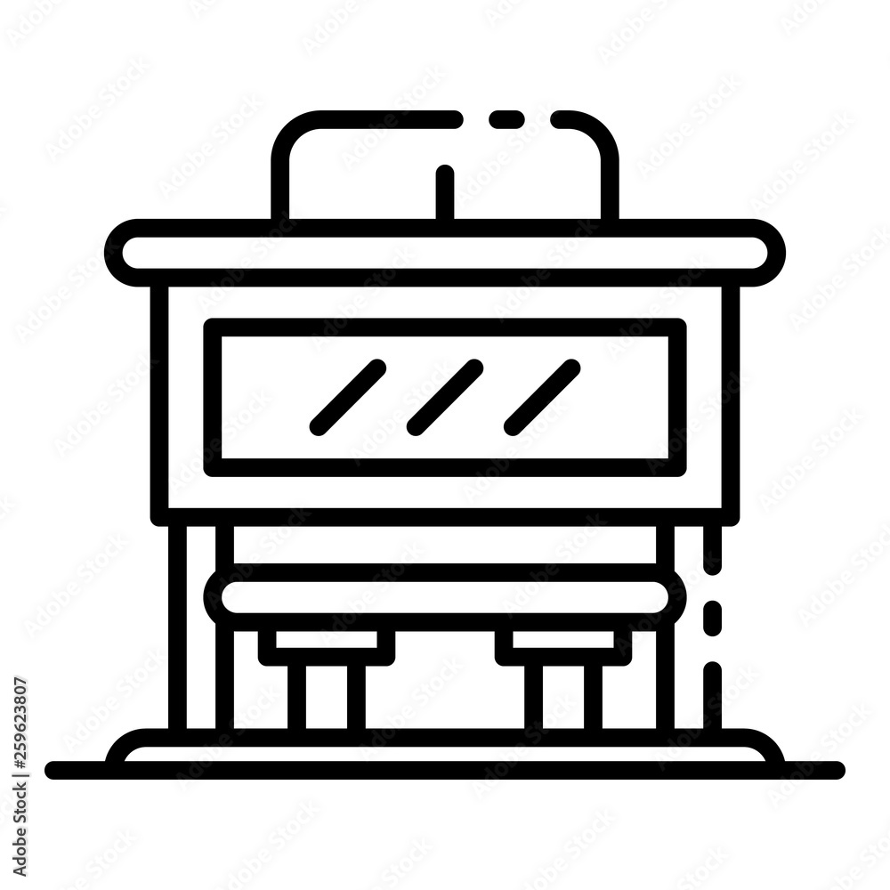 City bus station icon. Outline city bus station vector icon for web design isolated on white background City bus station icon. Outline city bus station vector icon for web design isolated on white background