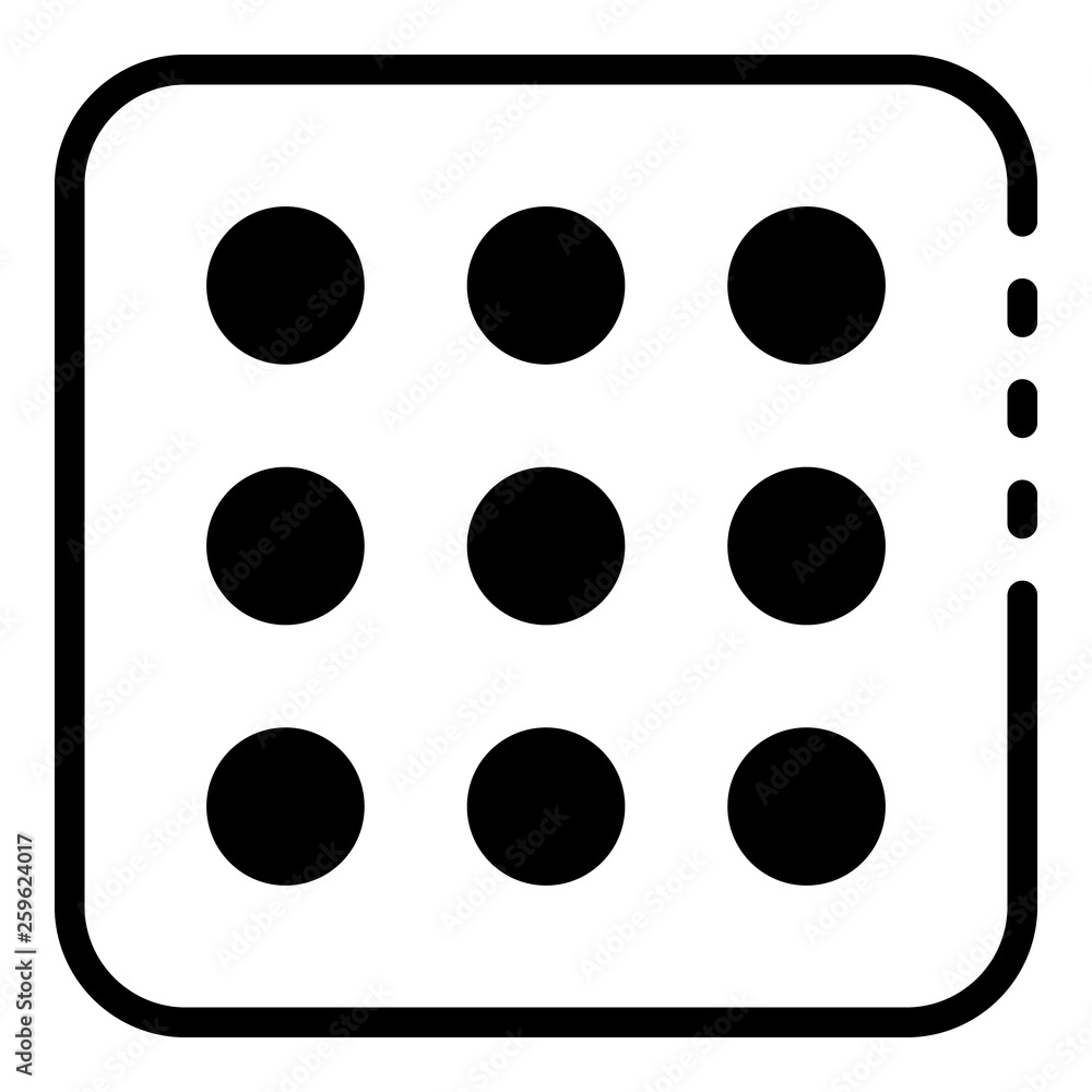 Nine point dice icon. Outline nine point dice vector icon for web design isolated on white background Nine point dice icon. Outline nine point dice vector icon for web design isolated on white background