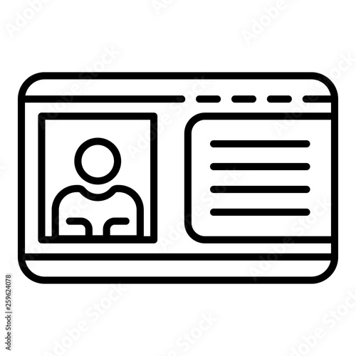 Driver license icon. Outline driver license vector icon for web design isolated on white background