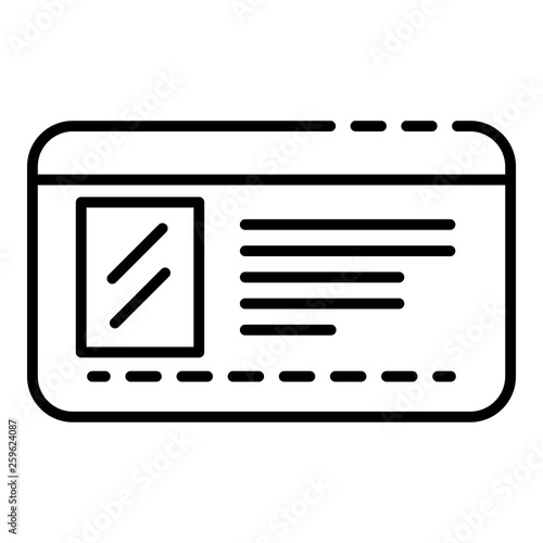 Driver license id icon. Outline driver license id vector icon for web design isolated on white background