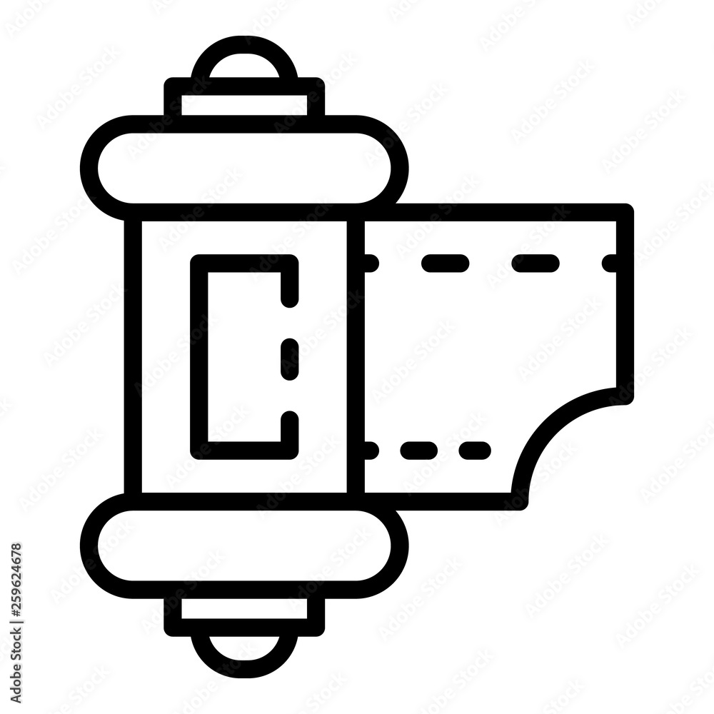 Camera film roll icon. Outline camera film roll vector icon for web design isolated on white background Camera film roll icon. Outline camera film roll vector icon for web design isolated on white background