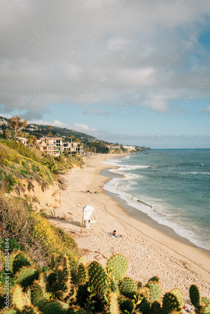 View of the beach at Treasure Island Park, in Laguna Beach, Orange County, California