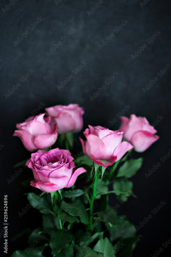 bouquet rose on dark background Valentine's Day birthday women's Day concept bouquet rose on dark background Valentine's Day birthday women's Day concept