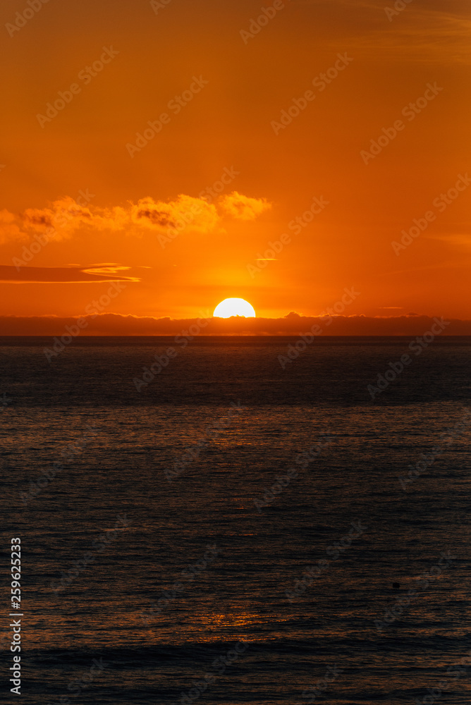 Sunset over the Pacific Ocean at Salt Creek Beach, in Dana Point, California