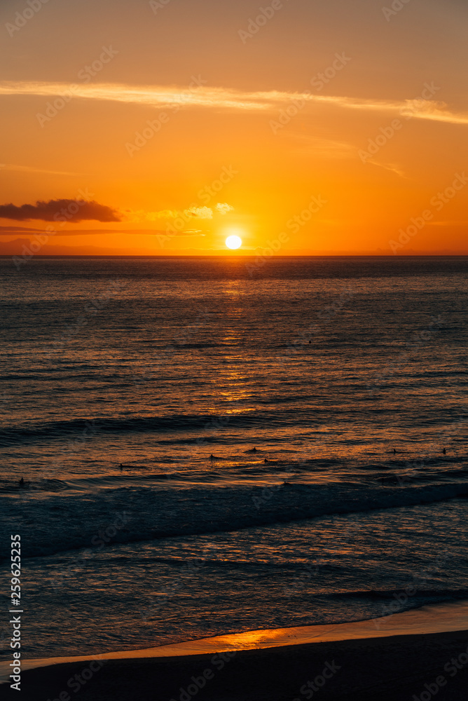 Sunset over the Pacific Ocean at Salt Creek Beach, in Dana Point, California