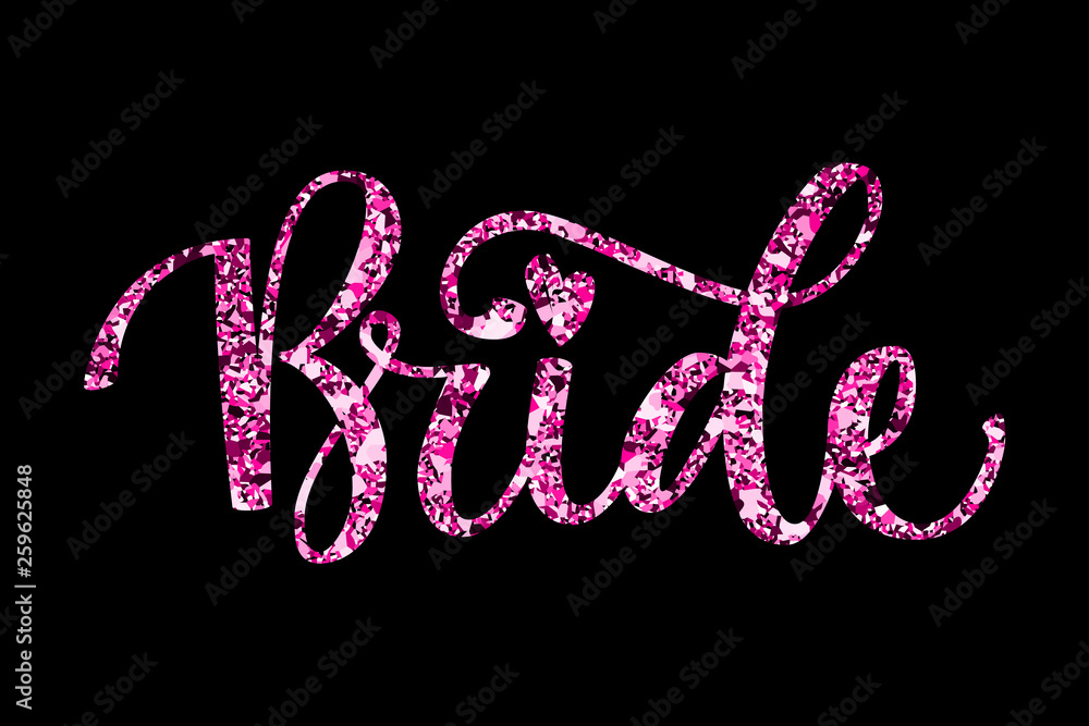 Bride Squad Party pink sparkle calligraphy text - Bride