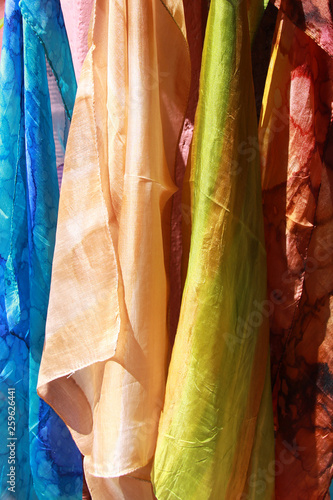 Wallpaper Mural Colored silk sarongs and scarves hanging on a line Torontodigital.ca