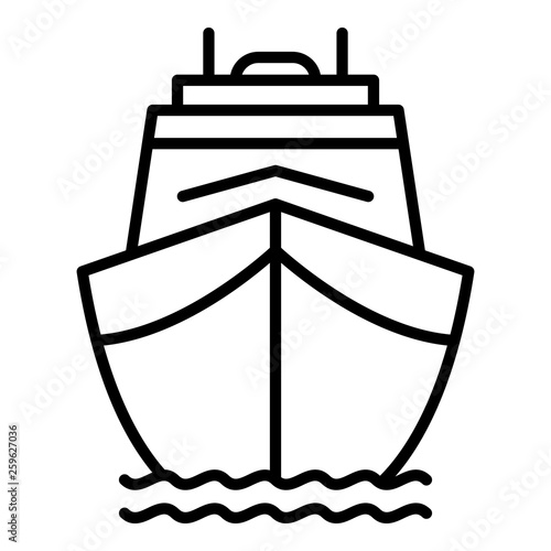 Front cargo ship icon. Outline front cargo ship vector icon for web design isolated on white background