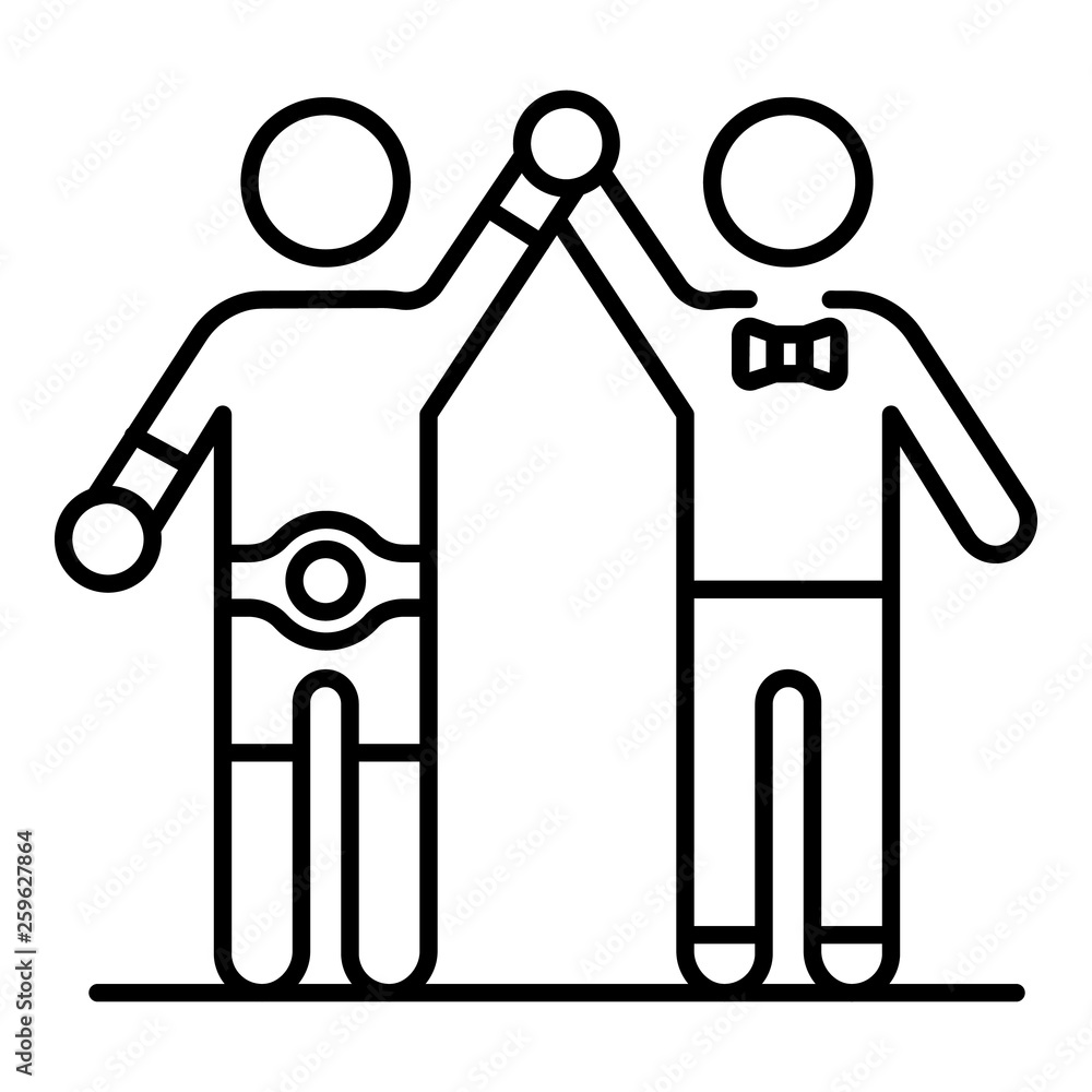 Referee up boxing winner icon. Outline referee up boxing winner vector icon for web design isolated on white background Referee up boxing winner icon. Outline referee up boxing winner vector icon for web design isolated on white background