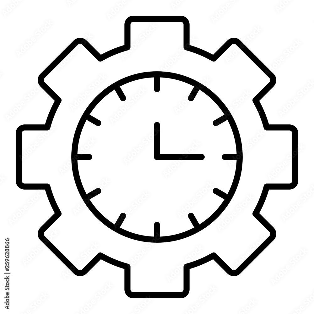 Time business gear icon. Outline time business gear vector icon for web design isolated on white background Time business gear icon. Outline time business gear vector icon for web design isolated on white background