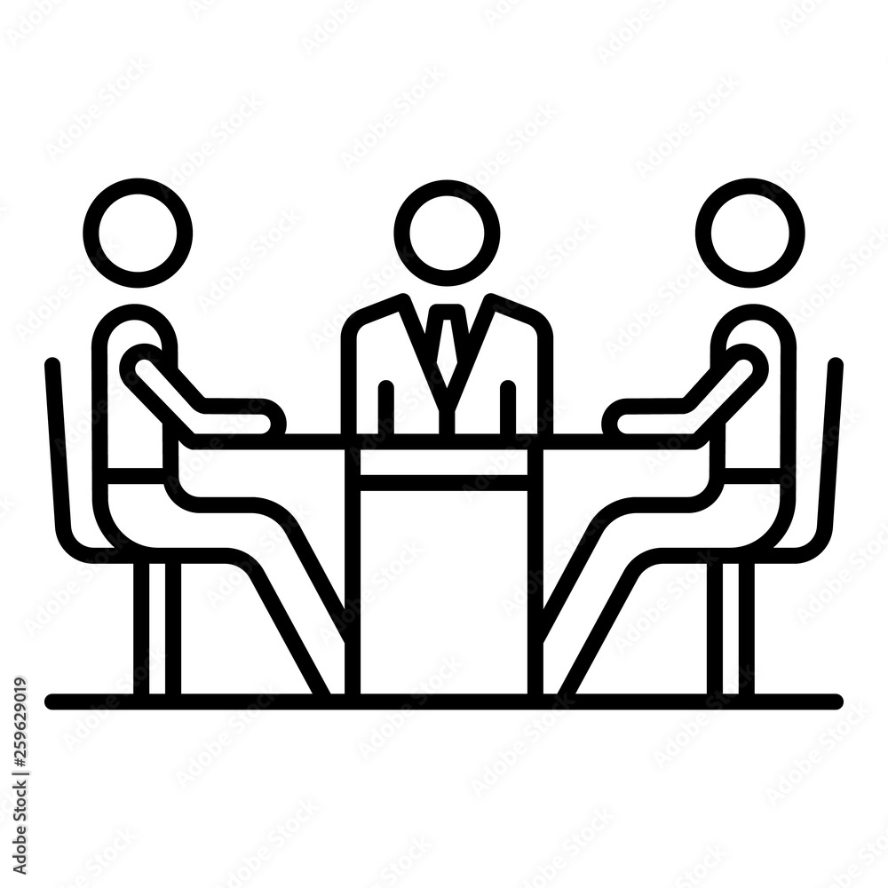 Business meeting icon. Outline business meeting vector icon for web design isolated on white background Business meeting icon. Outline business meeting vector icon for web design isolated on white background